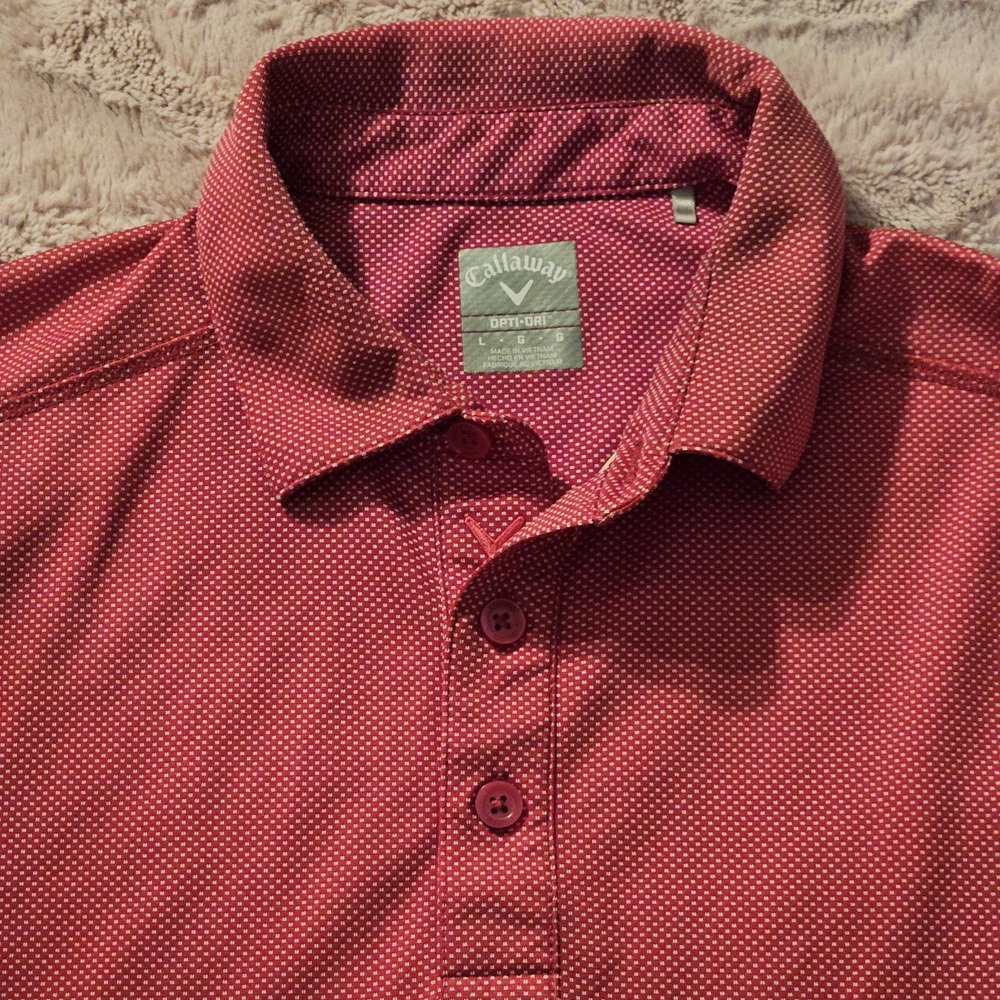 Callaway Men's L Polo Opti-Dri Swing Tech Cooling Golf Shirt All Over Print READ